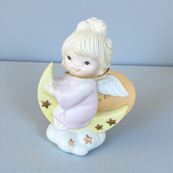 Vintage Lefton Christopher Collection Paradise Bound Angel Moon Figurine - Picture 3 of 5